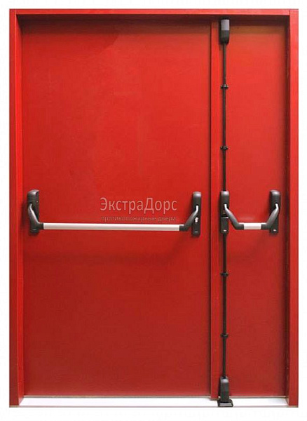 Противопожарная дверь EI 60 дымогазонепроницаемая красная с антипаникой в Одинцово  купить