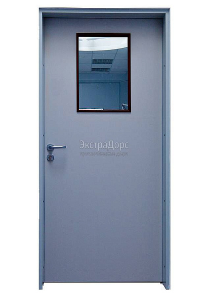 Дверь противопожарная металлическая однопольная EI 30 газодымонепроницаемая со стеклом в Одинцово  купить