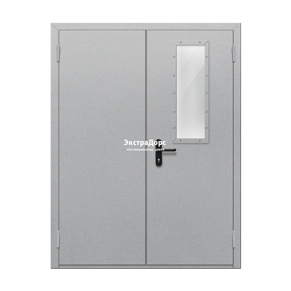 Двупольная огнестойкая дверь EI 60 ДО-02-EI-60 двупольная остеклённая с прямоугольным стеклом в Одинцово  купить